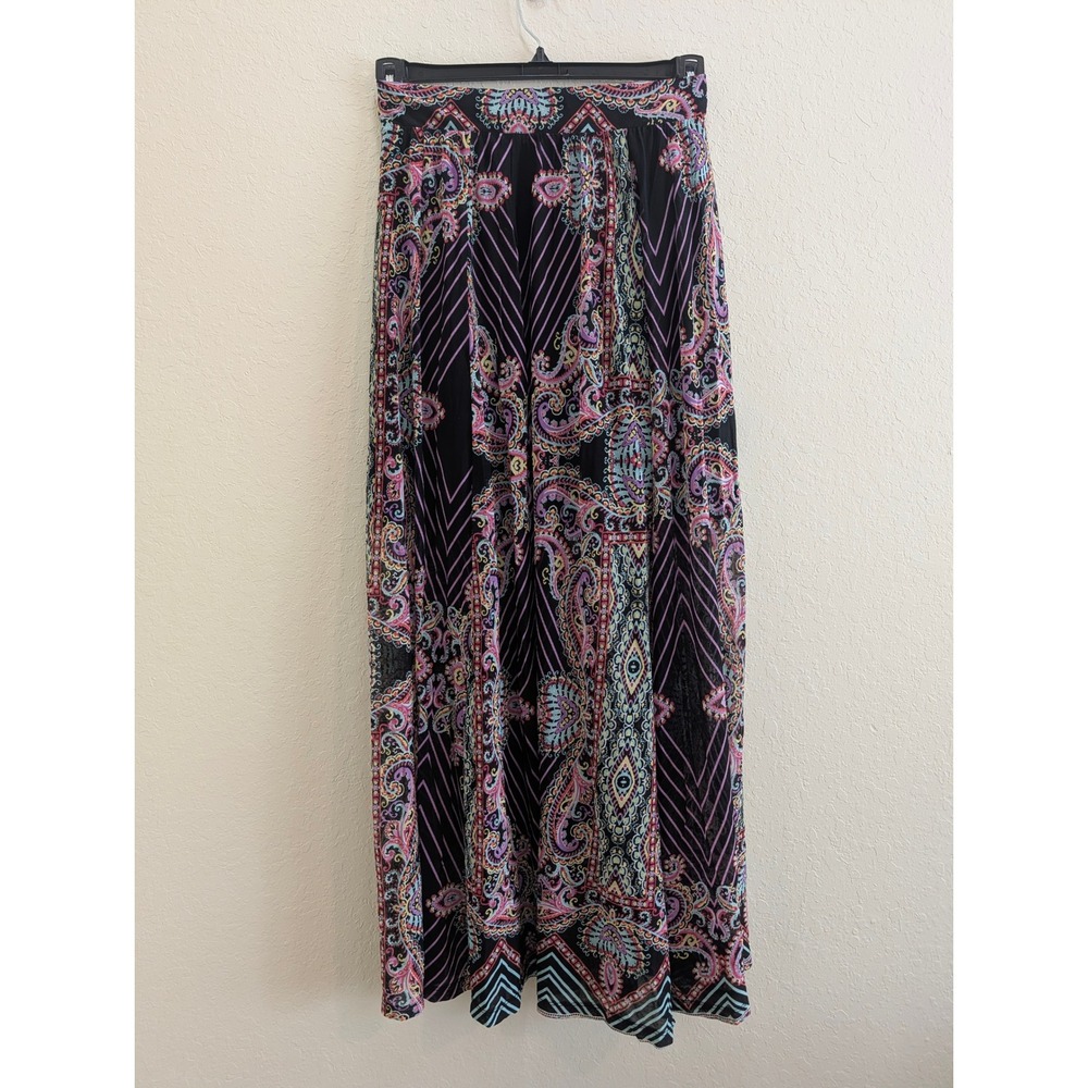 New York & Company Black Paisley Mesh Maxi Skirt Small Boho weimseyGoth